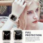 Tensea [2 in 1] for Waterproof Apple Watch Screen Protector Series 8 7 41mm Accessories, iWatch Hard Diamond Bumper Case Built-in Tempered Glass Film, Front & Back Bumper, Bling Face Cover Women - Image 6